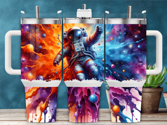 Astronaut Cosmic Fireworks Tumbler Wrap Graphics