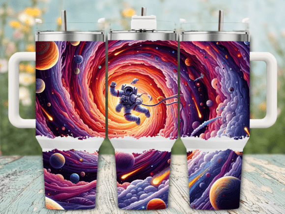 Astronaut Vortex Space 40oz Tumbler Wrap Graphics