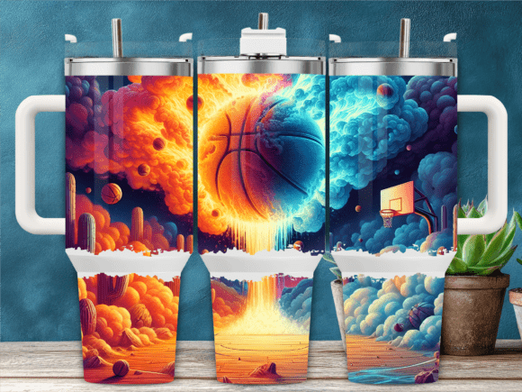 Basketball Fire Explosion 40oz Tumbler Graphics