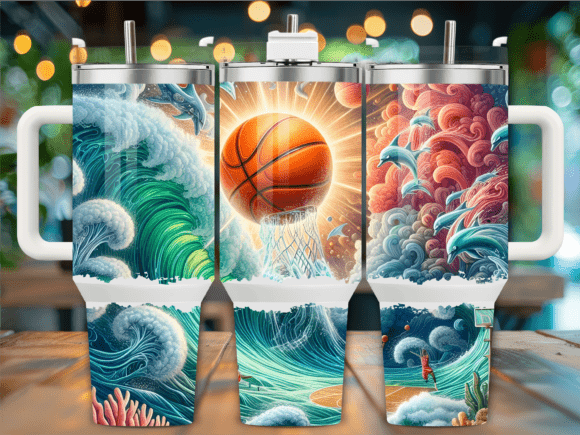 Basketball Waves Sky Clouds Tumbler Wrap Design Review