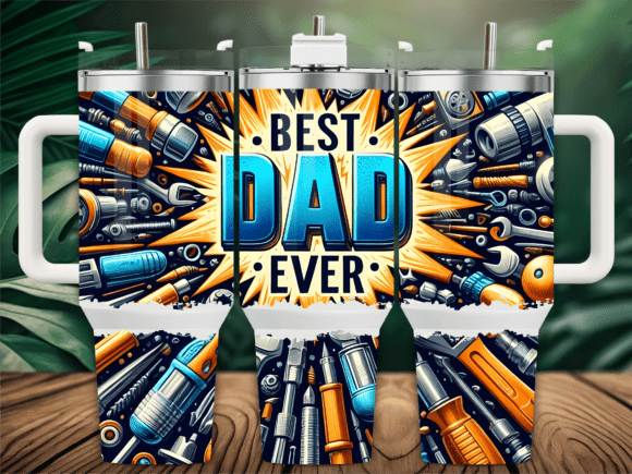 Best Dad Ever Comic Style Tumbler Wrap Graphics