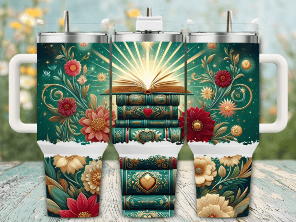 Books with Golden Glow 40oz Tumbler Wrap Graphics