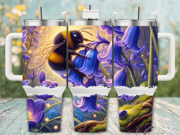Colorful Bee Flowers 40oz Tumbler Wrap Graphics