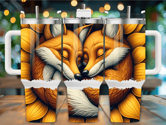 Couple Foxes Cozy Forest Tumbler Wraps Graphics
