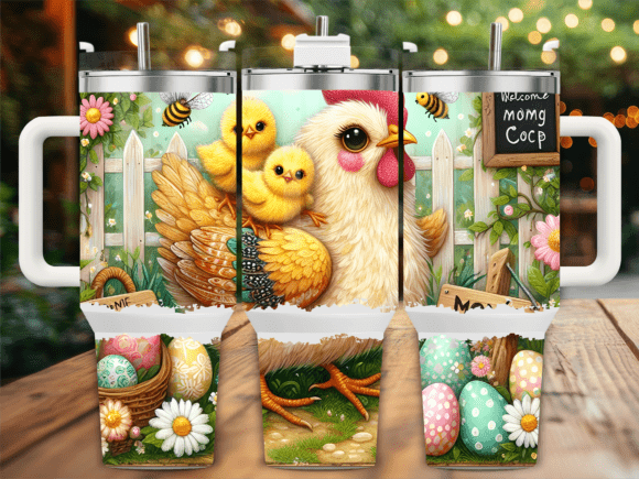 Cute Farm Chicken Spring 40oz Tumbler Graphics