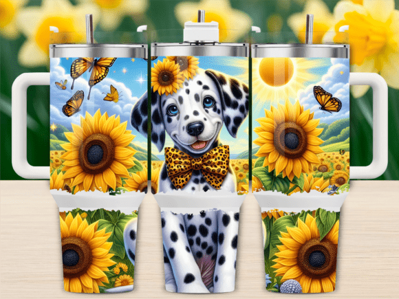 Dalmatian Sunflower Joy Tumbler Wrap Graphics