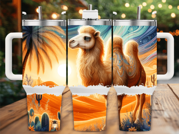 Desert Camel Sunset 40oz Tumbler Wrap Graphics