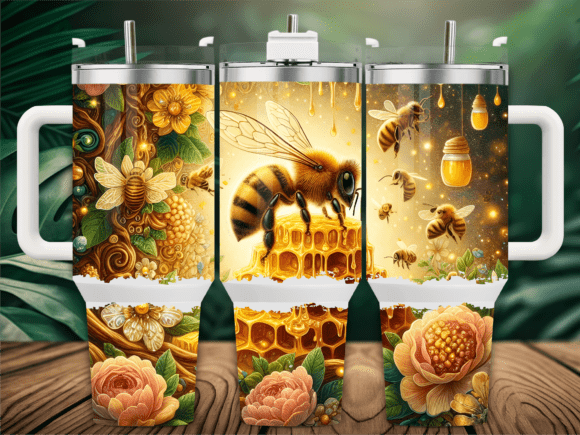 Elegant Bee Rose Flower 40oz Tumbler Graphics