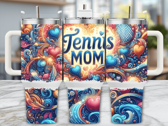 Elegant Blue Tennis Mom 40oz Tumbler Graphics