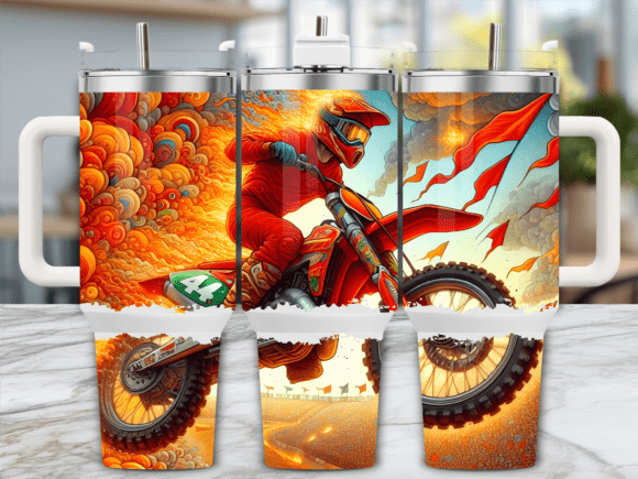 Fiery Red Dirt Bike Racer Tumbler Wrap Review