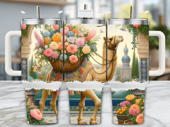 Floral Camel Art 40oz Tumbler Wrap Graphics