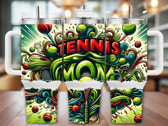 Funky Tennis Mom Balls 40oz Tumbler Wrap Graphics