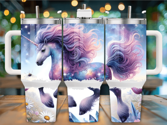 Galaxy Unicorn Crystals 40oz Tumbler Graphics for Branding