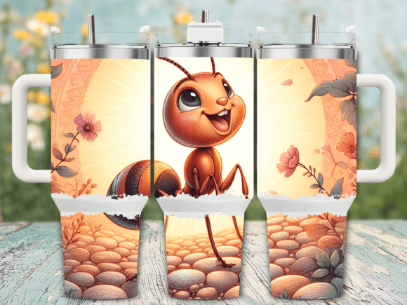 Happy Bee with Butterflies 40oz Tumbler Graphics for Tumbler Wraps