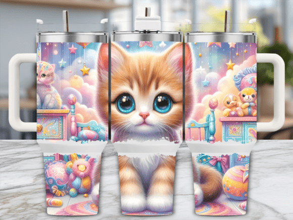 Kawaii Cat Fantasy Sky Tumbler Wrap Graphics