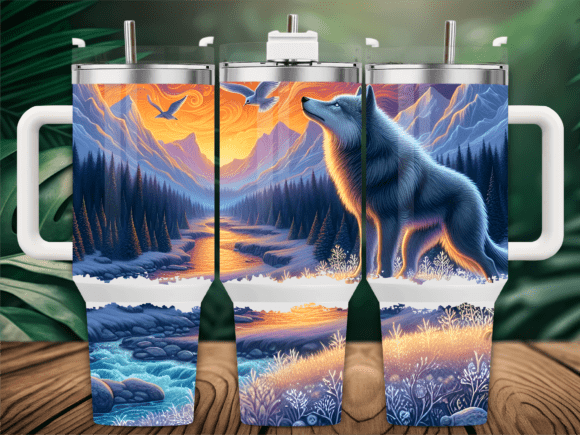 Majestic Wolf Winter 40oz Tumbler Wrap Graphics