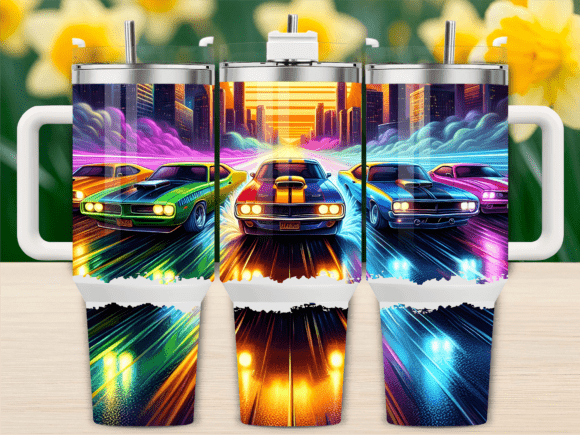 Neon Street Race Scene 40oz Tumbler Wrap Graphics