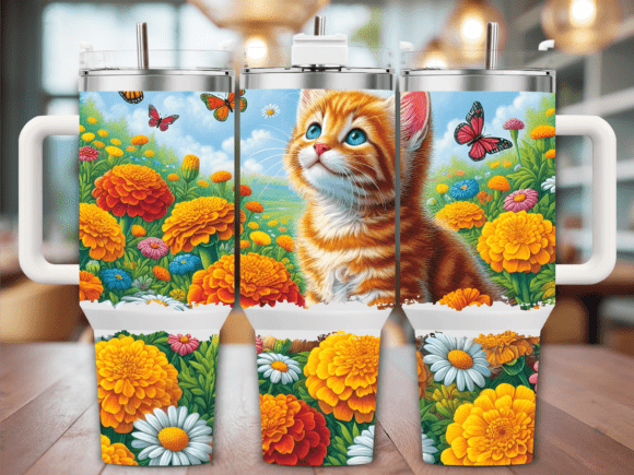 Orange Tabby Cat Garden 40oz Tumbler Graphics for Blog & Web Use