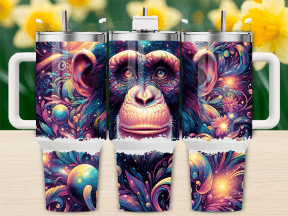 Psychedelic Chimp Art Tumbler Wrap Graphics