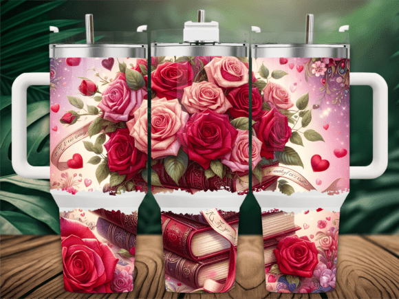 Romantic Roses Book 40oz Tumbler Wrap Graphics