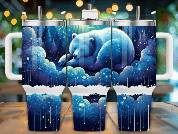 Sleeping Polar Bear Night 40oz Tumbler Graphics