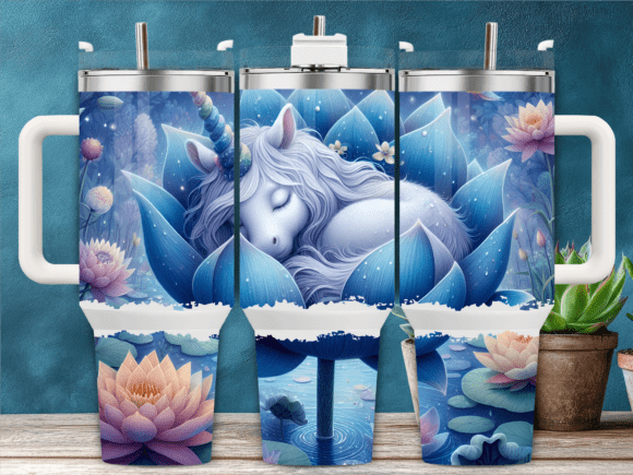 Sleeping Unicorn Flowers 40oz Tumbler Graphics for Branding