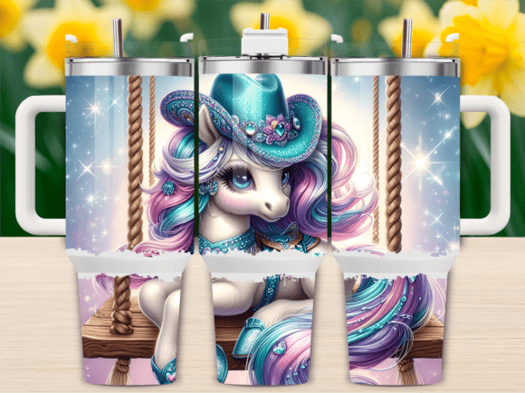 Sparkly Cowgirl Unicorn Tumbler Wrap Graphics