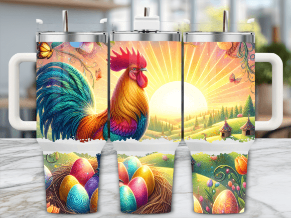 Sunrise Rooster Eggs Tumbler Wrap Graphics