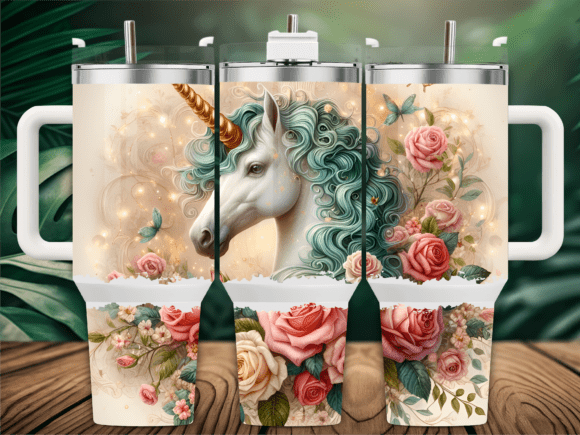 Unicorn Roses Butterflies 40oz Tumbler Graphics for Blog & Editorial Use