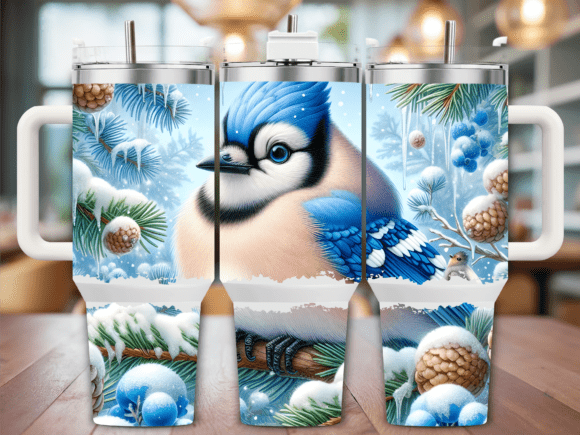 Winter Blue Jay Snow Pine Tumbler Wrap Review