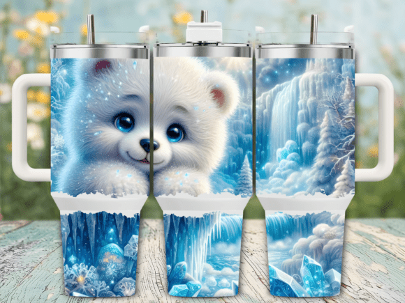Winter Ice Polar Bear 40oz Tumbler Wrap Graphics